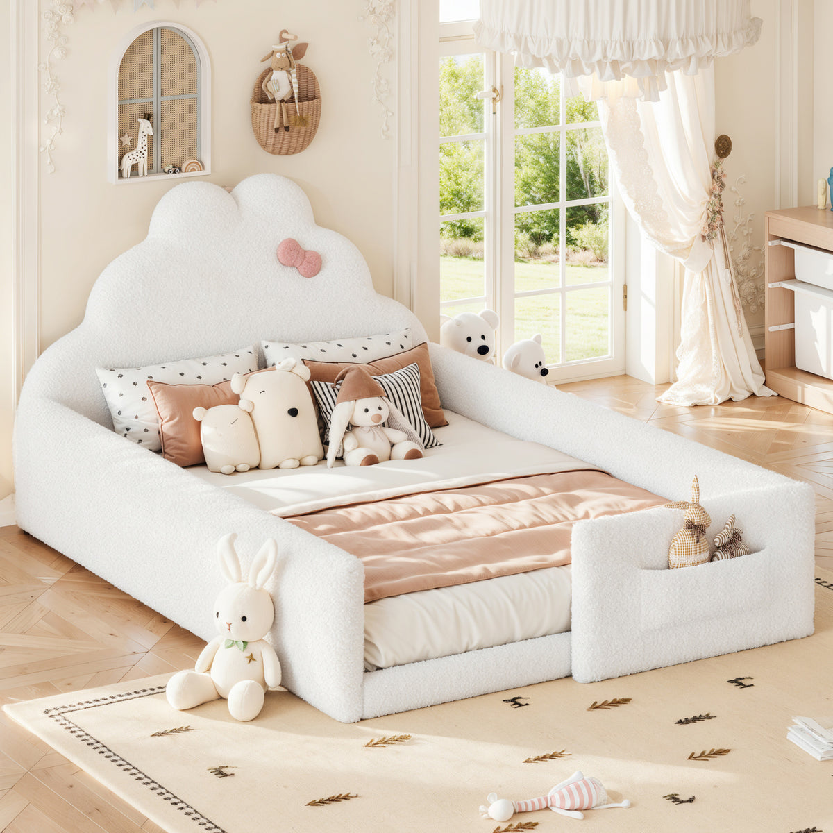 Full Soft Padded Upholstered Kids Floor Bed - OROA Kids - view 2