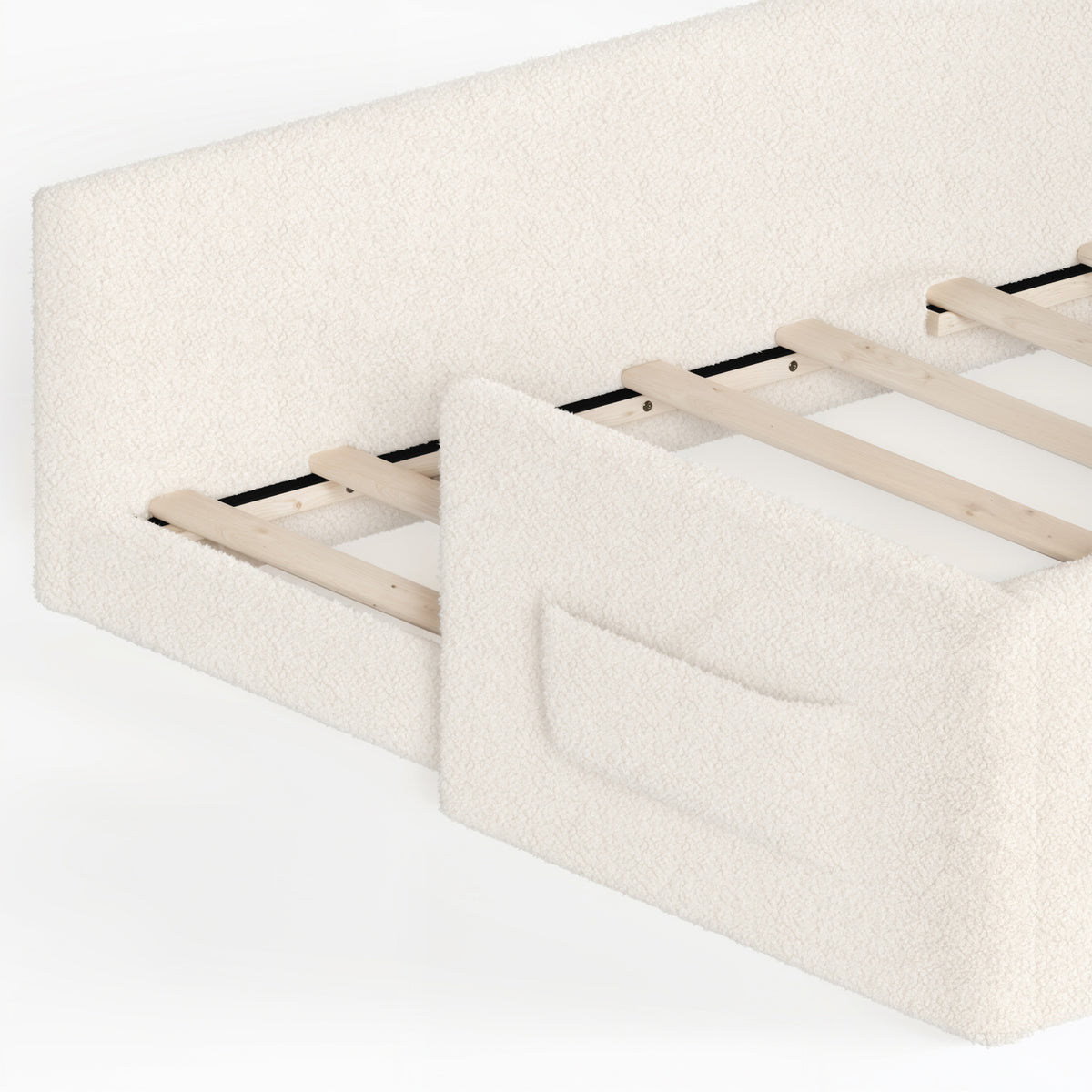 Beige Upholstered Floor Bed | OROA Kids
