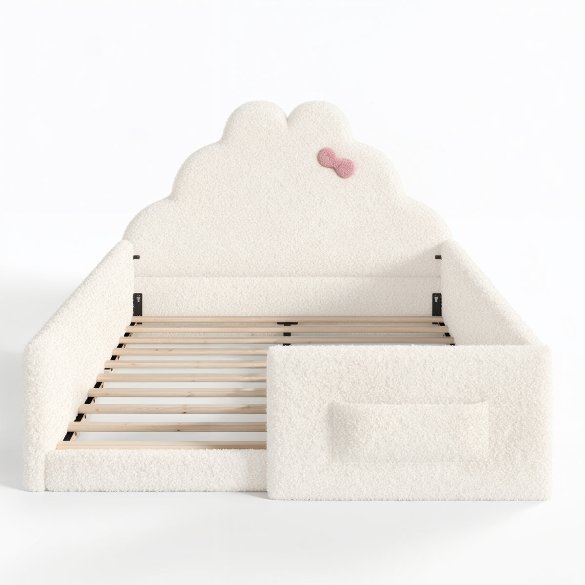 Beige Upholstered Floor Bed | OROA Kids