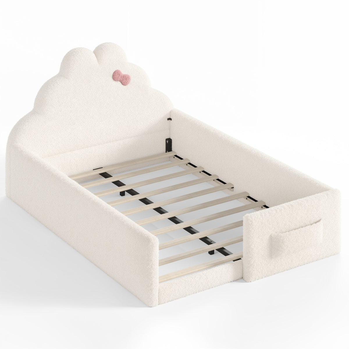 Beige Upholstered Floor Bed | OROA Kids