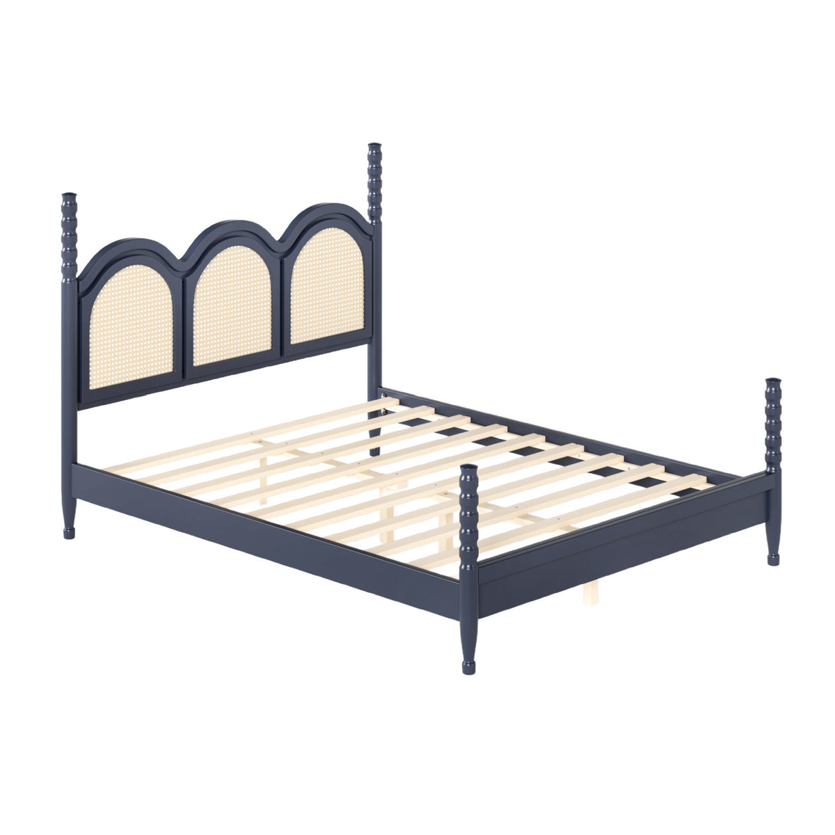 Four Poster Stylish Wooden Frame Queen Bed | OROA