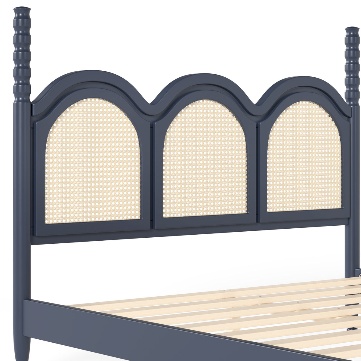 Four Poster Stylish Wooden Frame Queen Bed | OROA