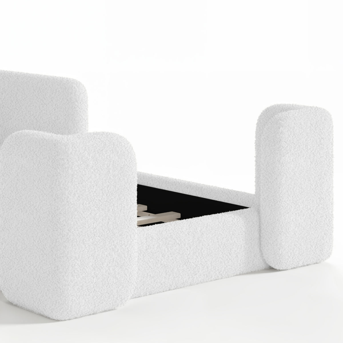 Twin House-Shaped Upholstered Kids Floor Bed | OROA Kids