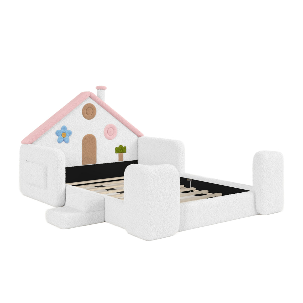 Pink & White Upholstered Full Bed | OROA Kids