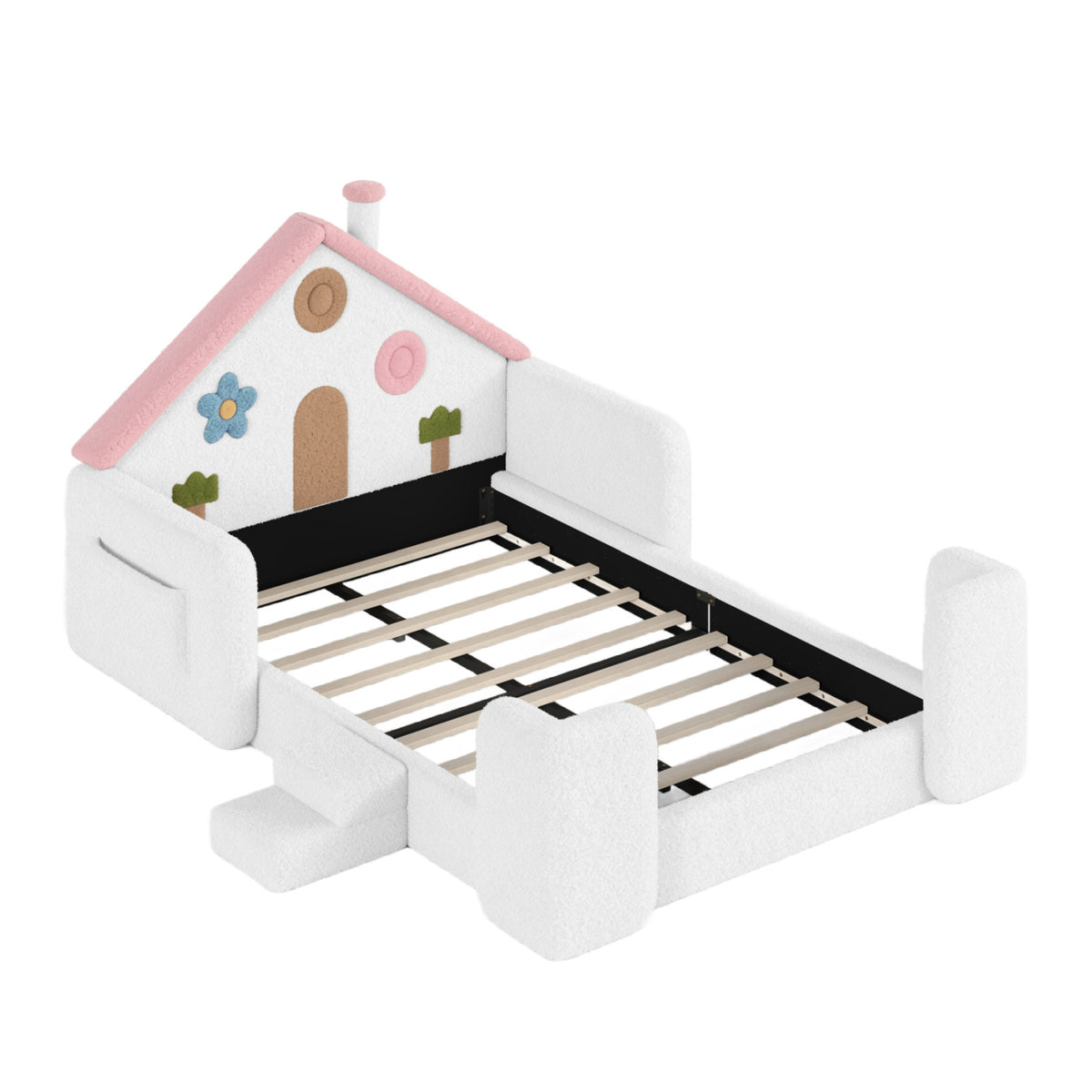 Pink & White Upholstered Full Bed | OROA Kids
