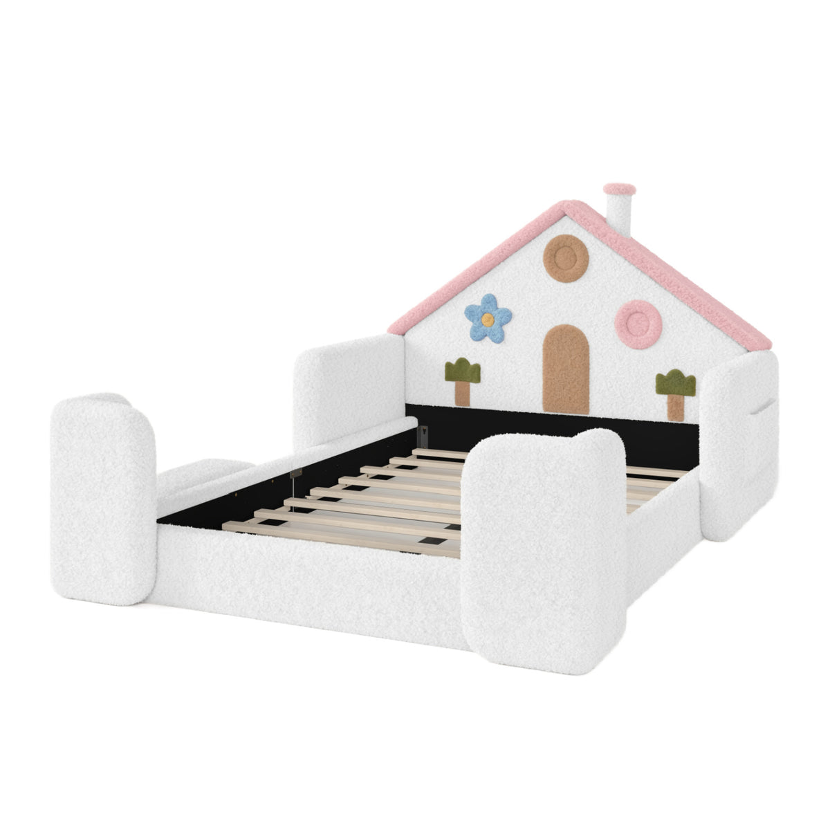 Pink & White Upholstered Full Bed | OROA Kids