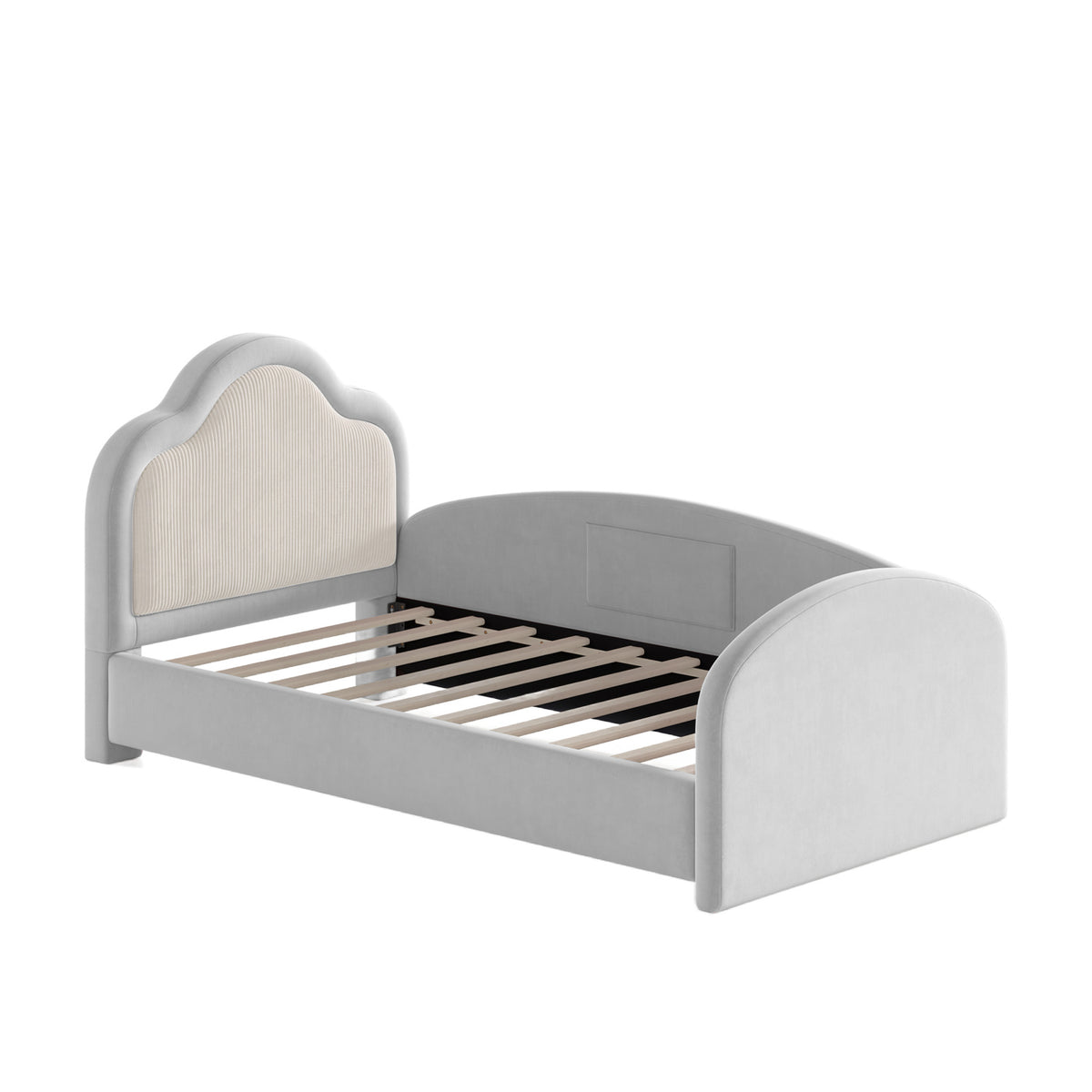 Modern European furniture - Upholstered Curved Headboard Twin Bed - www.oroa.com