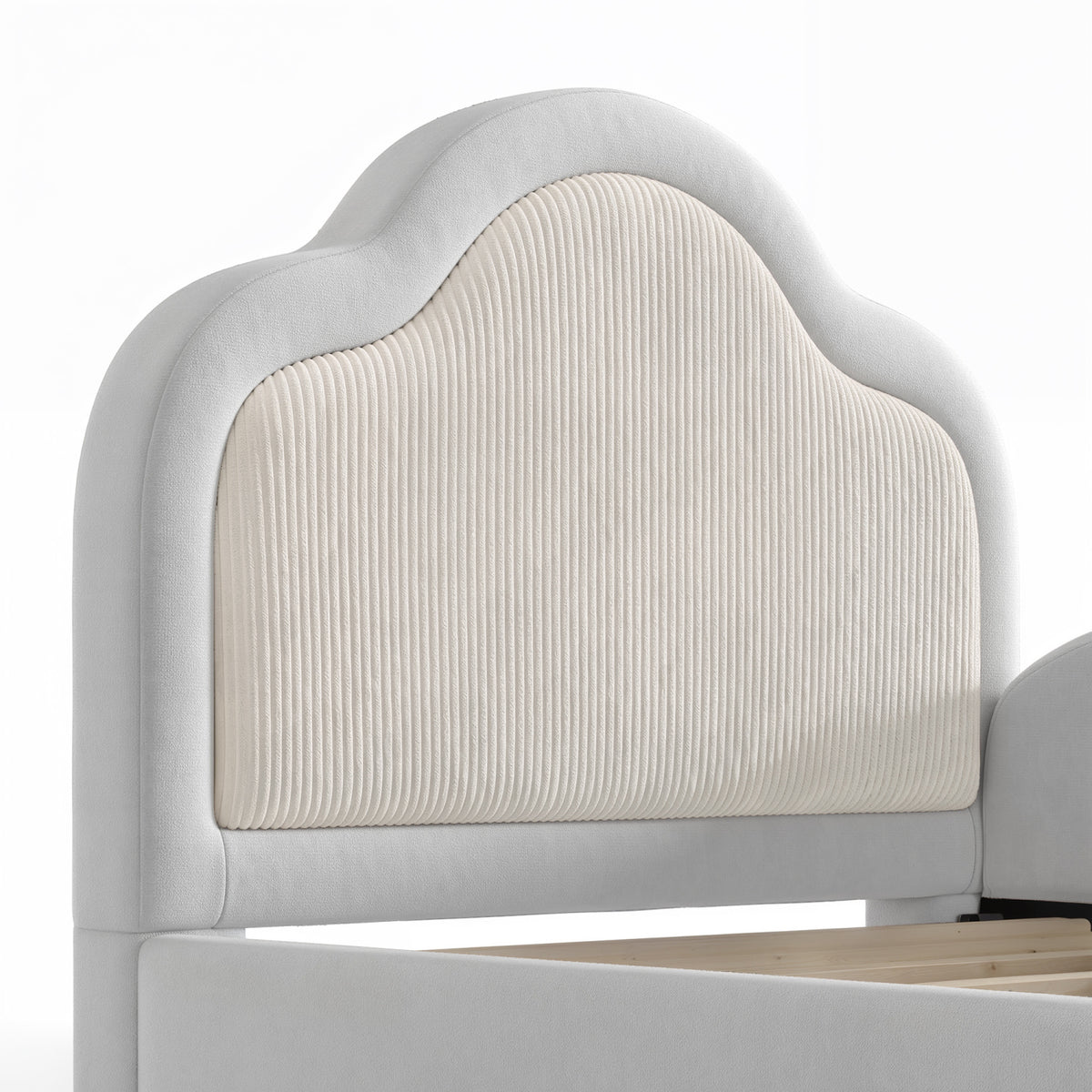 Modern European furniture - Upholstered Curved Headboard Twin Bed - www.oroa.com