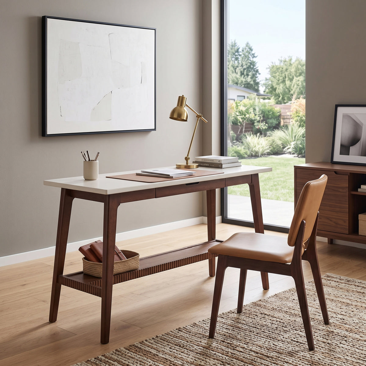 Solid Hardwood Student Study Desk with Storage | OROA