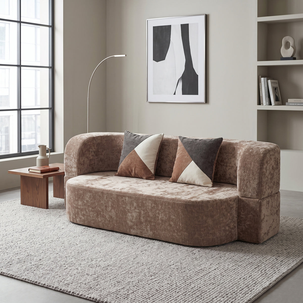 Plush Fabric Eggshell Sofa Bed | OROA