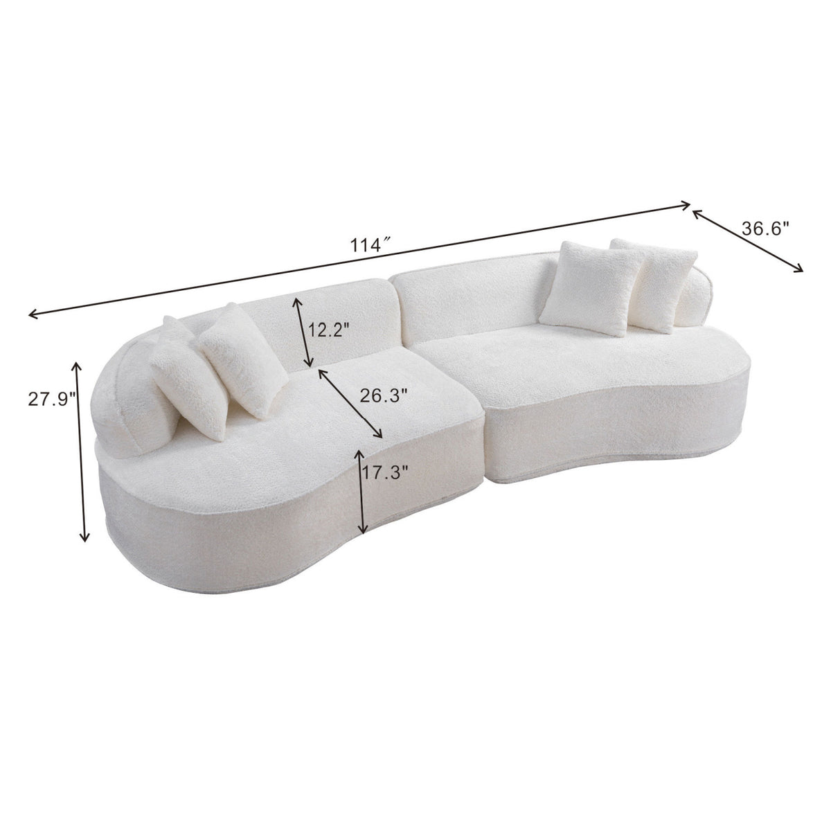Modern European furniture - White Curved L-Shape Sectional Sofa - www.oroa.com