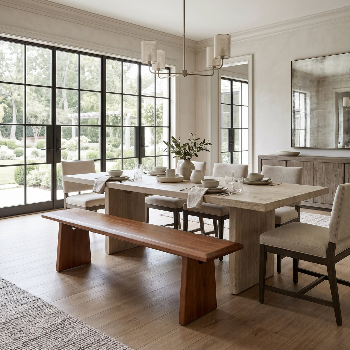 Modern European furniture - Hand‑Crafted Wooden Dining Bench - www.oroa.com