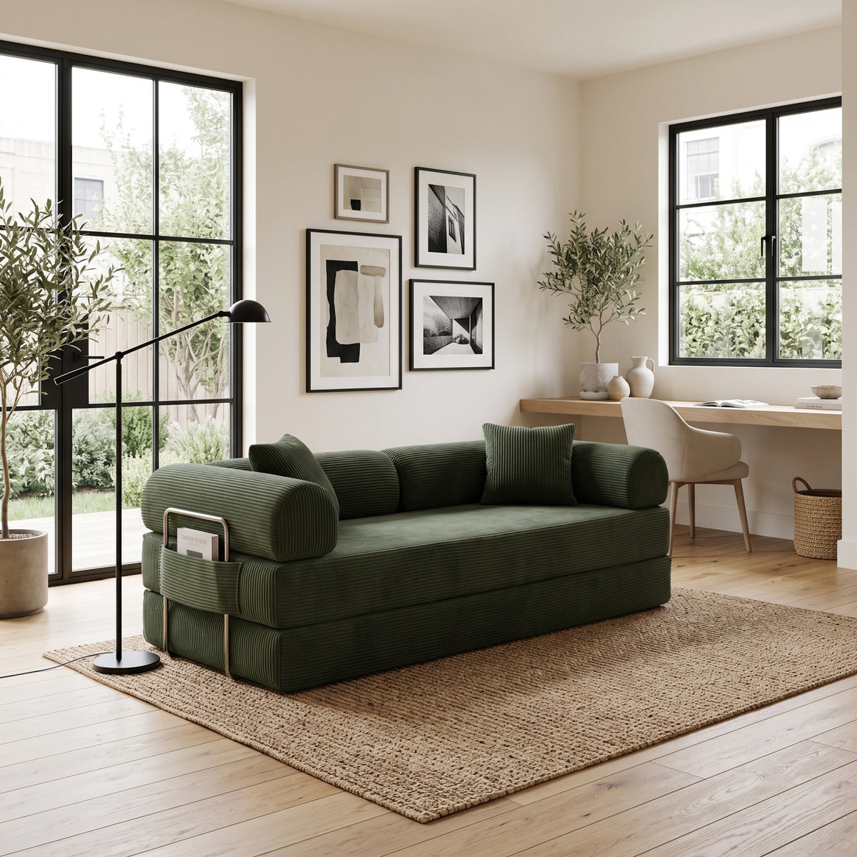 Green Compression Sofa Convertible Sofa Bed | OROA