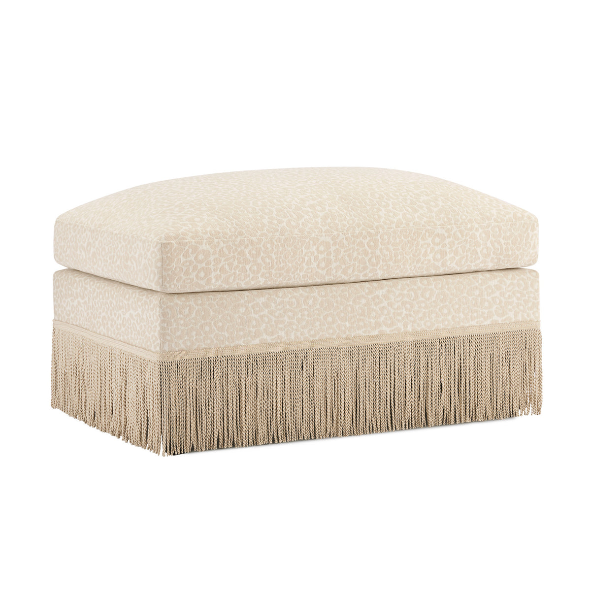 Beige Chenille Leopard Ottoman by OROA