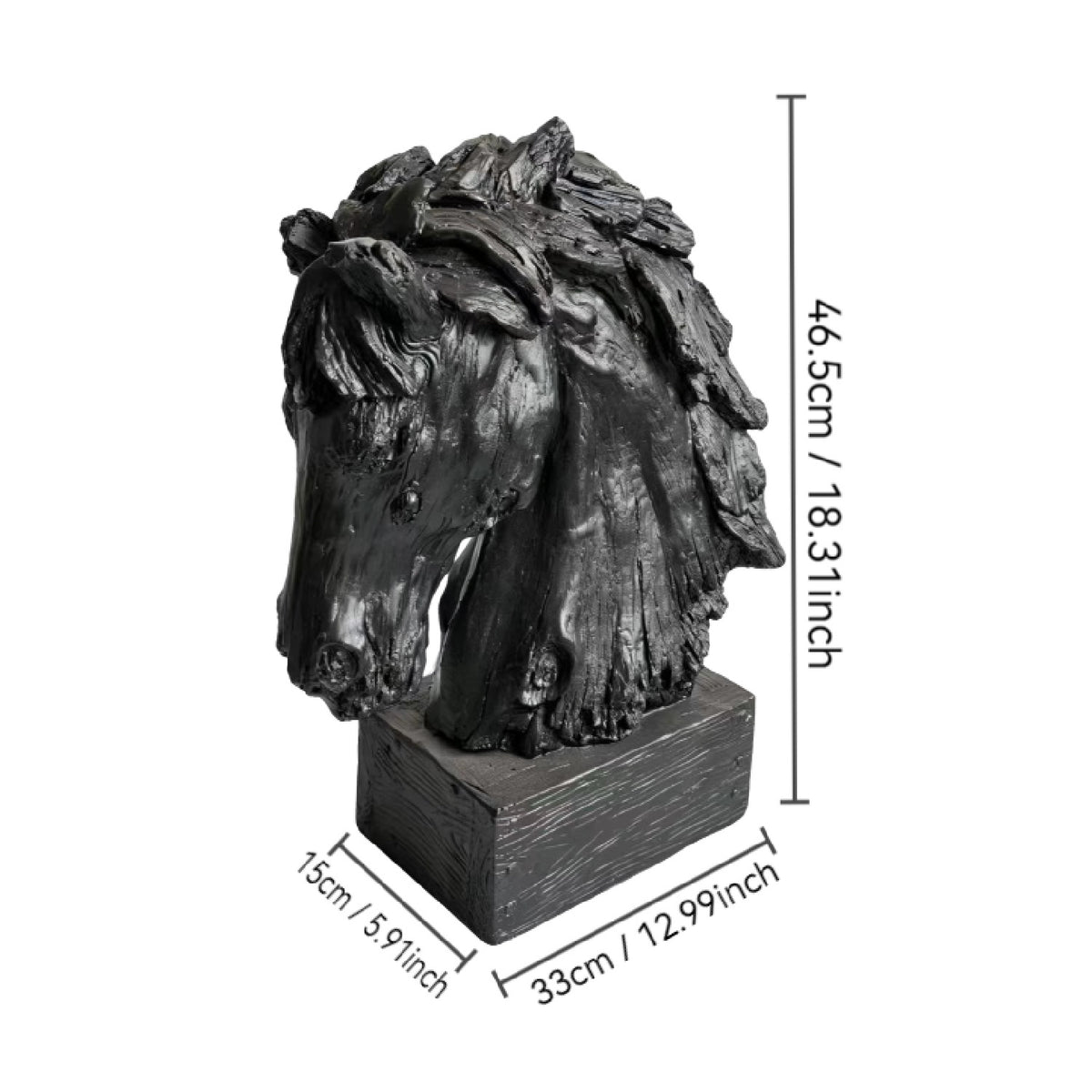 Modern European furniture - Black Rustic Horse Head Resin Sculpture Decor - www.oroa.com