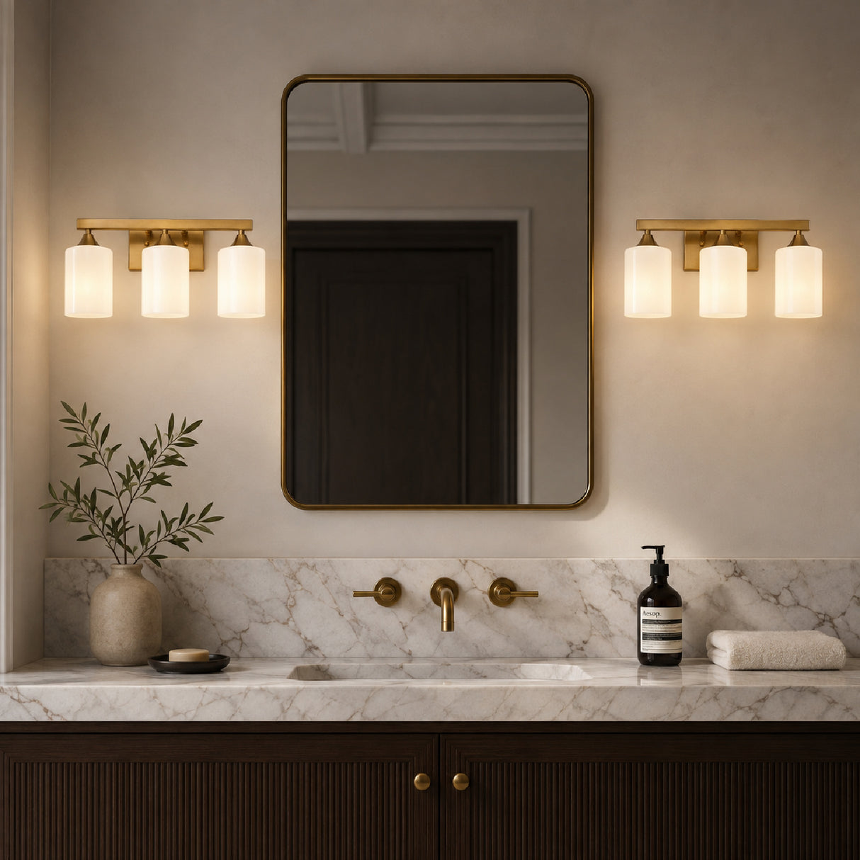 15" Gold 3-Light Vanity Wall Sconce | OROA