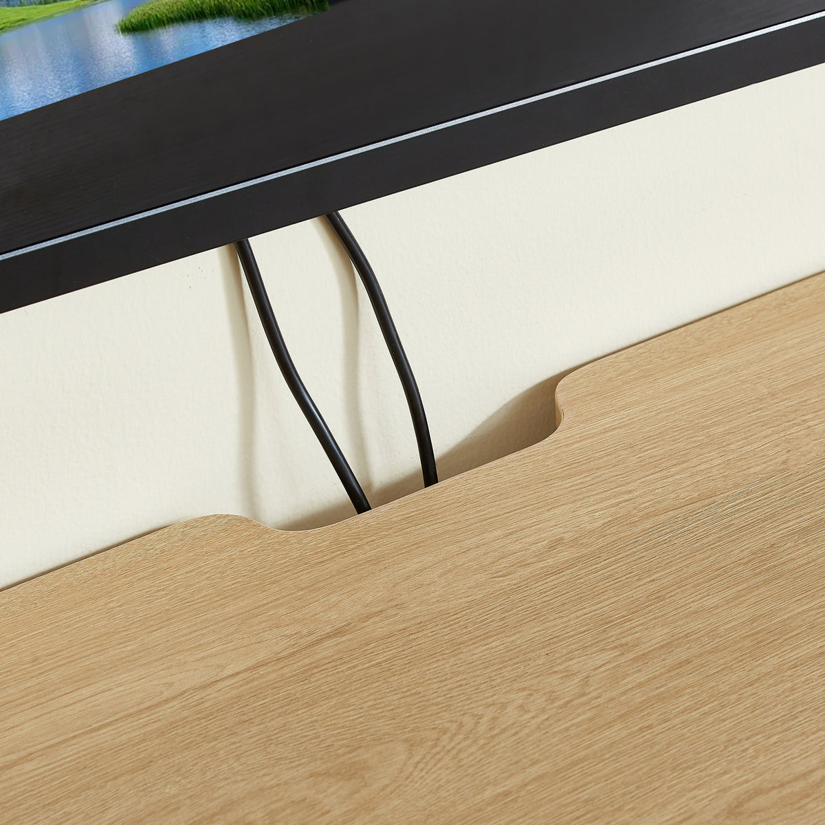 Modern European furniture - Natural Wall‑Mounted TV Stand with Open Storage - www.oroa.com