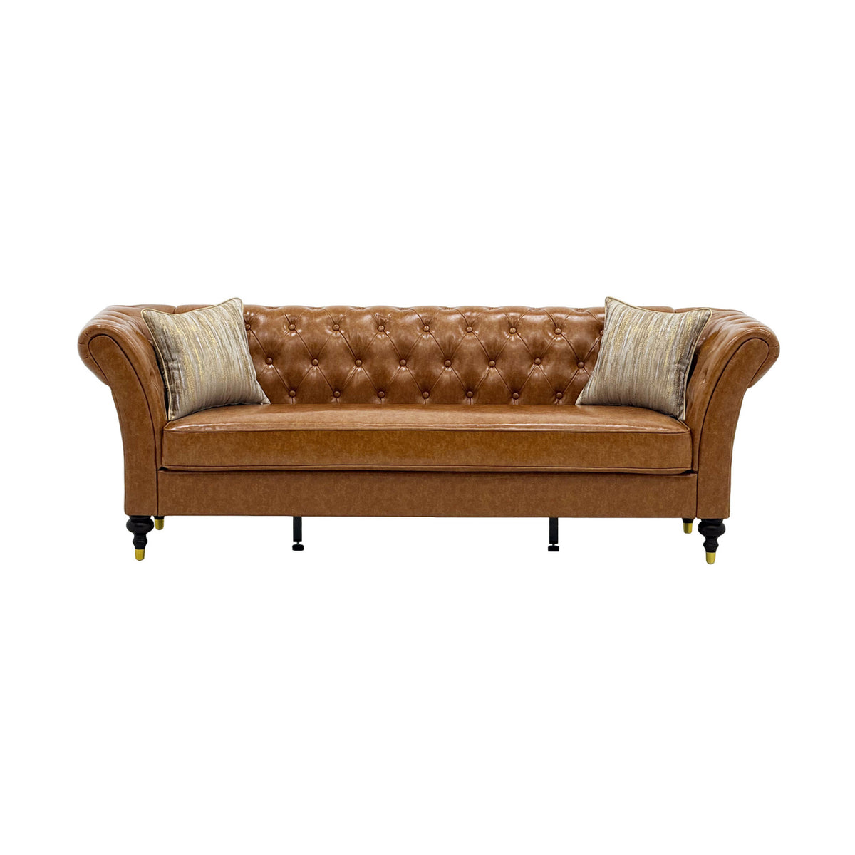 Modern European furniture - Cognac Brown Chesterfield Leather Sofa - www.oroa.com