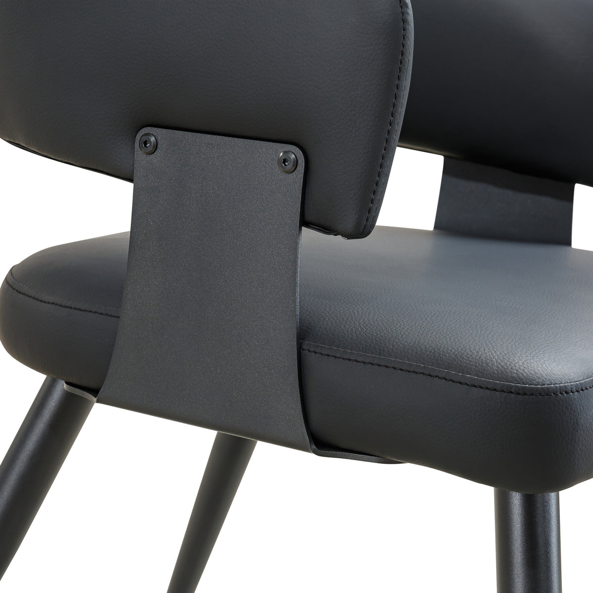 Black Leather Upholstered Dining Chairs (2) | OROA