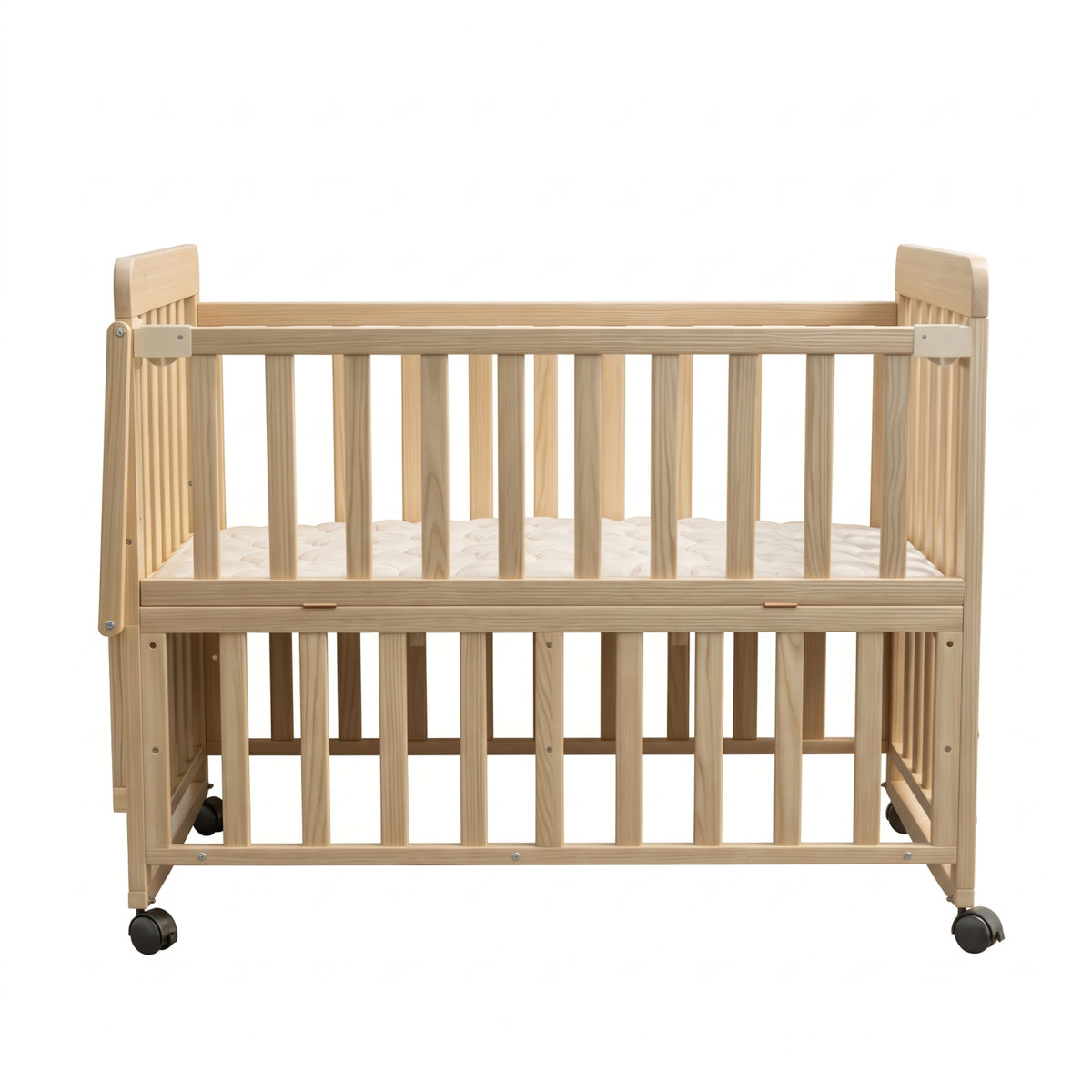 Natural Wooden Baby Crib with Changing Shelf | OROA Kids