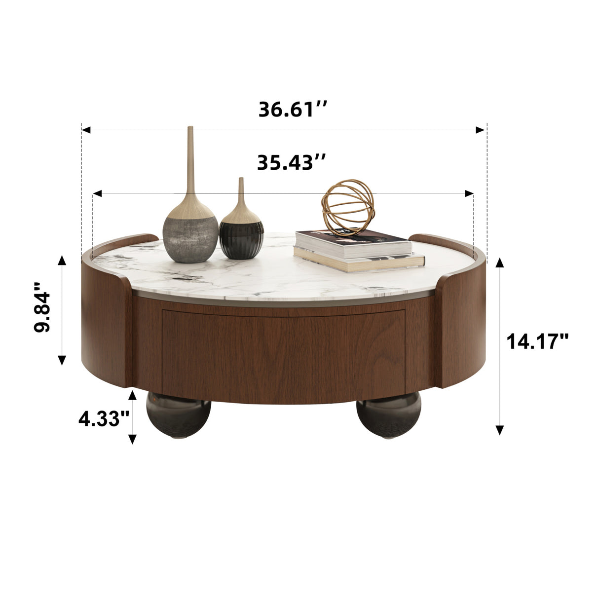 Round Stone Top Coffee Table | OROA