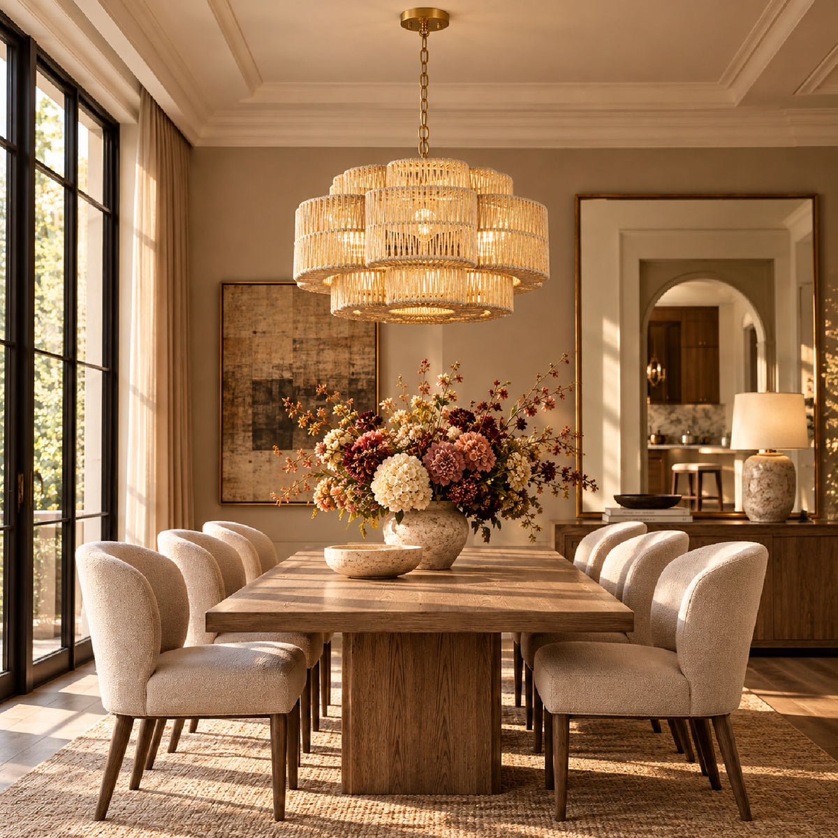 Gold Two-Tier Paper Rope Chandelier by OROA