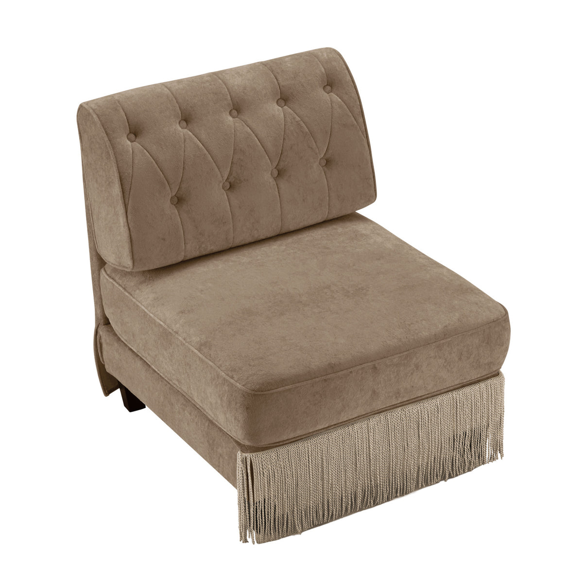Camel Velvet Armless Modular Sofa | OROA