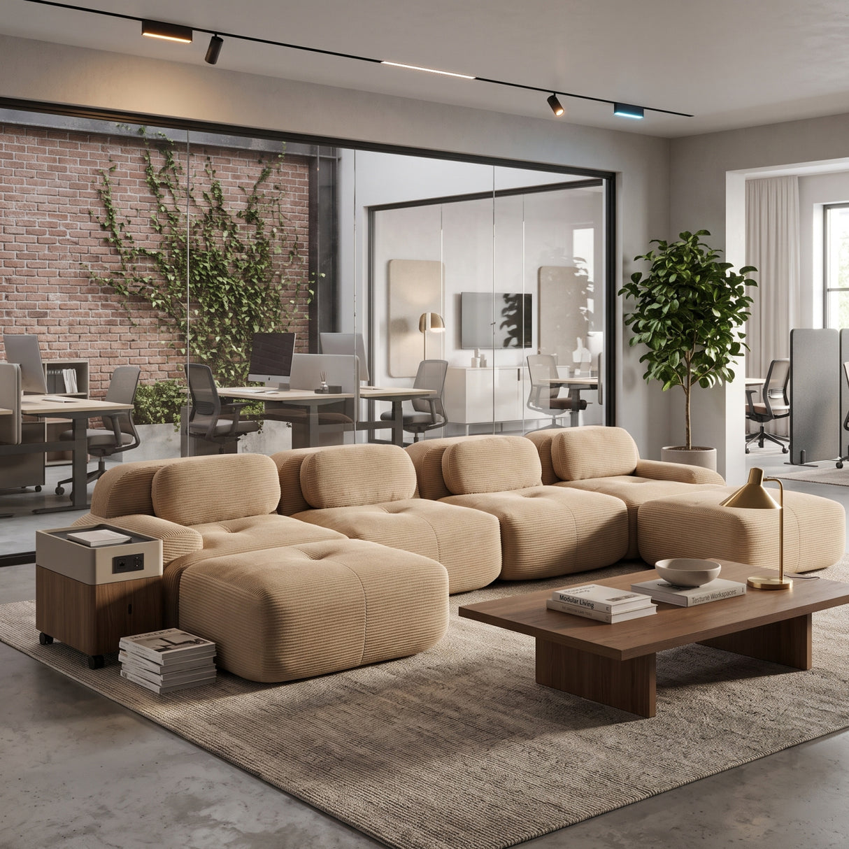 Corduroy U-Shaped Modular Sofa | OROA