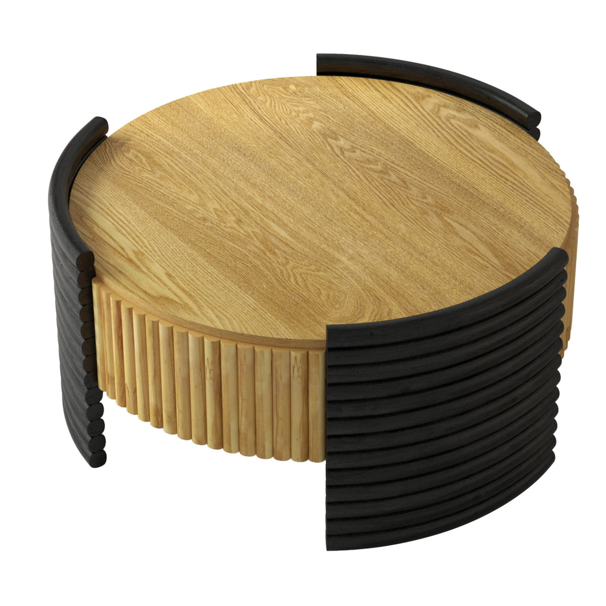 Two-toned Striped Wooden Coffee Table | OROA