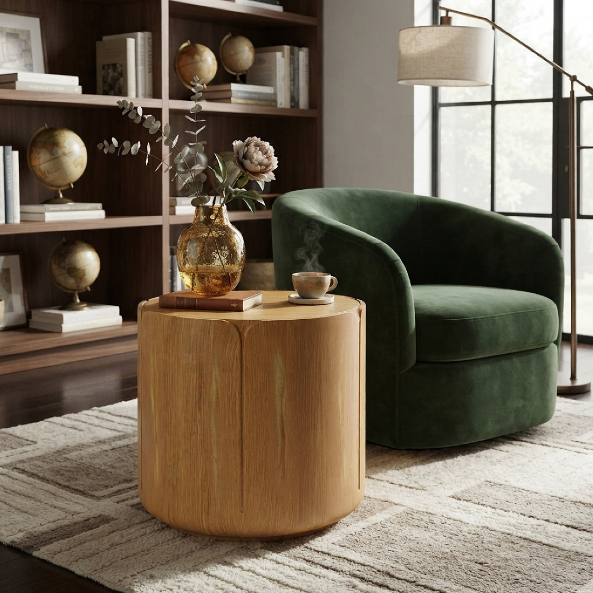 Indoor/ Outdoor Modern Wood Grain Side Table | OROA