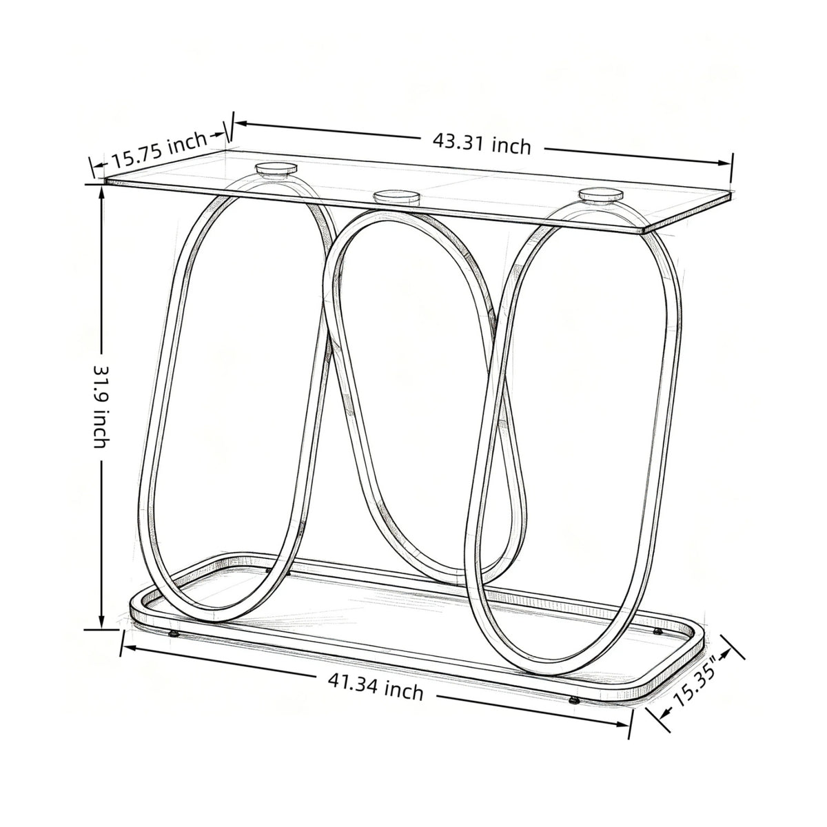 Modern Gray Glass Console Table with Chrome Frames | OROA