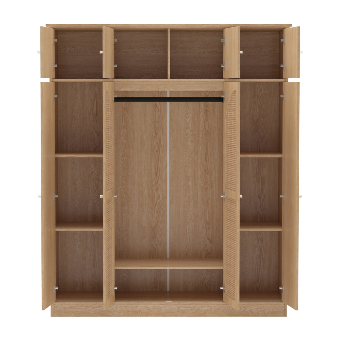 Modern European furniture - Natural Rattan Accented Wardrobe Cabinet - www.oroa.com