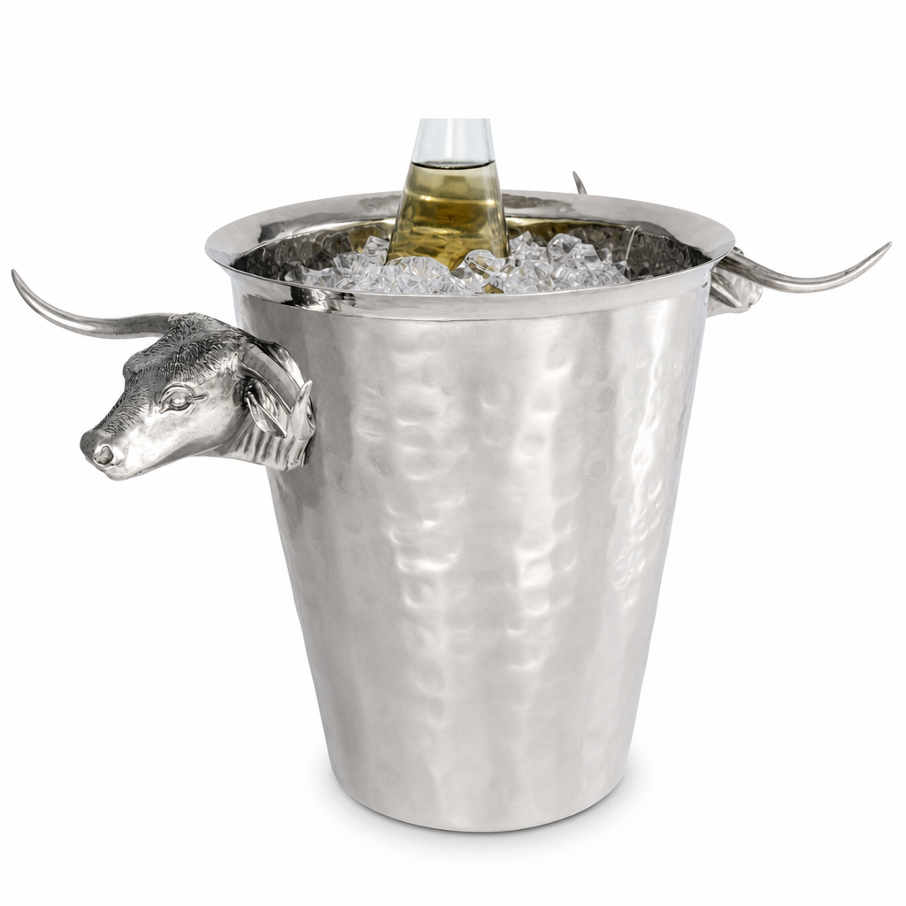 Hammered Steel Longhorn Ice Bucket - OROA