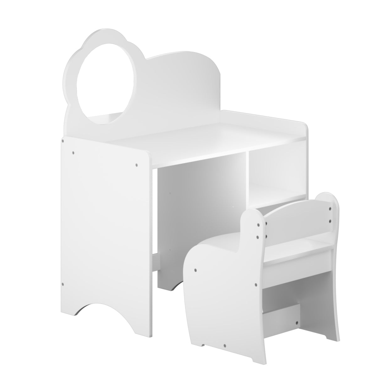 Kids White Vanity Table with Mirror and Chair | OROA Kids