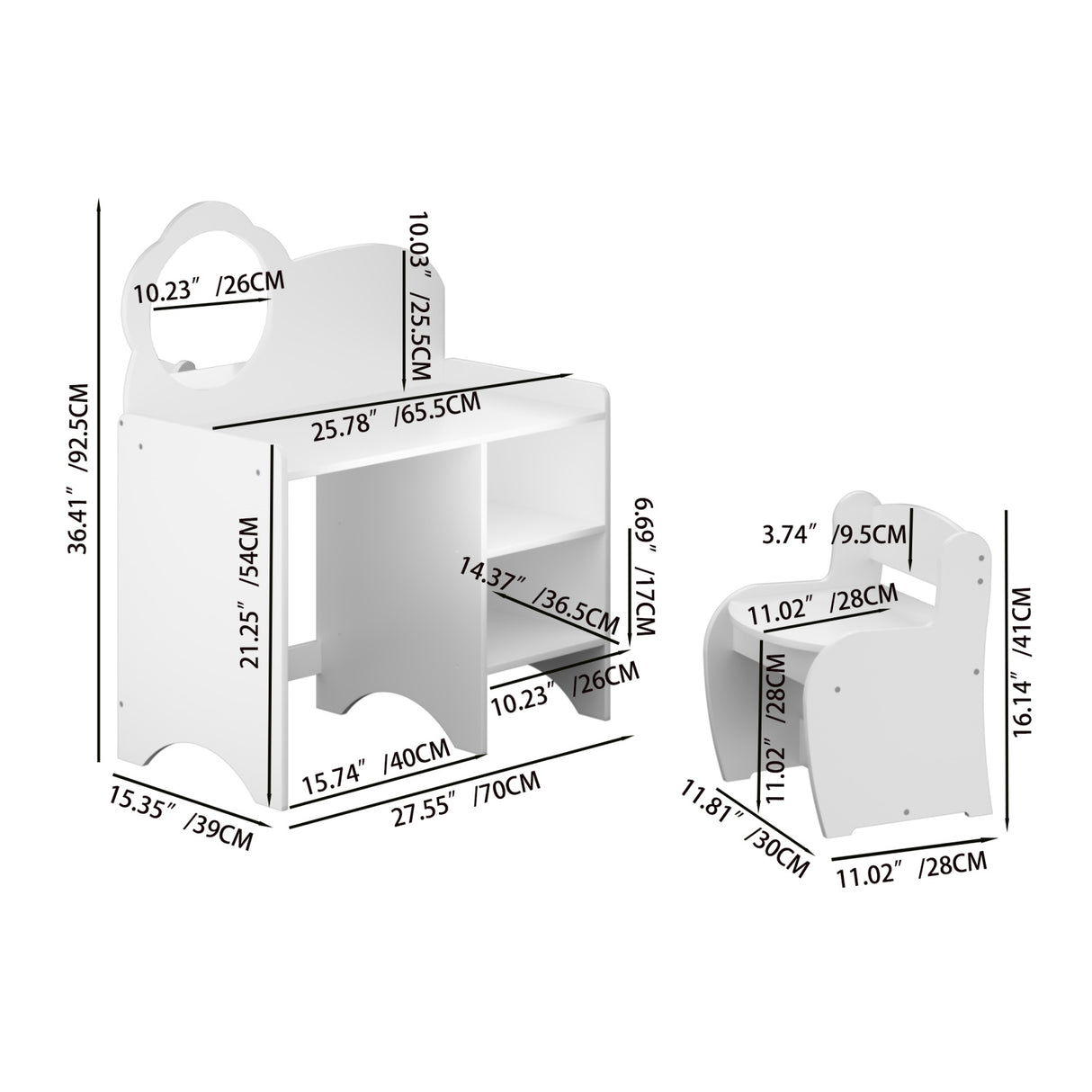 Kids White Vanity Table with Mirror and Chair | OROA Kids