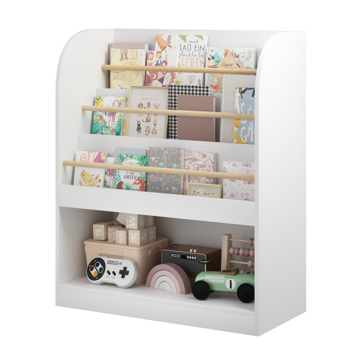 White Front-Facing Kids Bookshelf Storage | OROA Kids