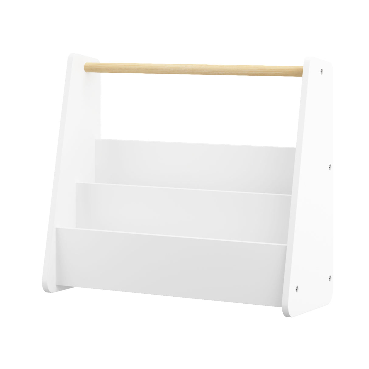 Kids White 2-Tier Bookshelf with Wooden Handle | OROA Kids