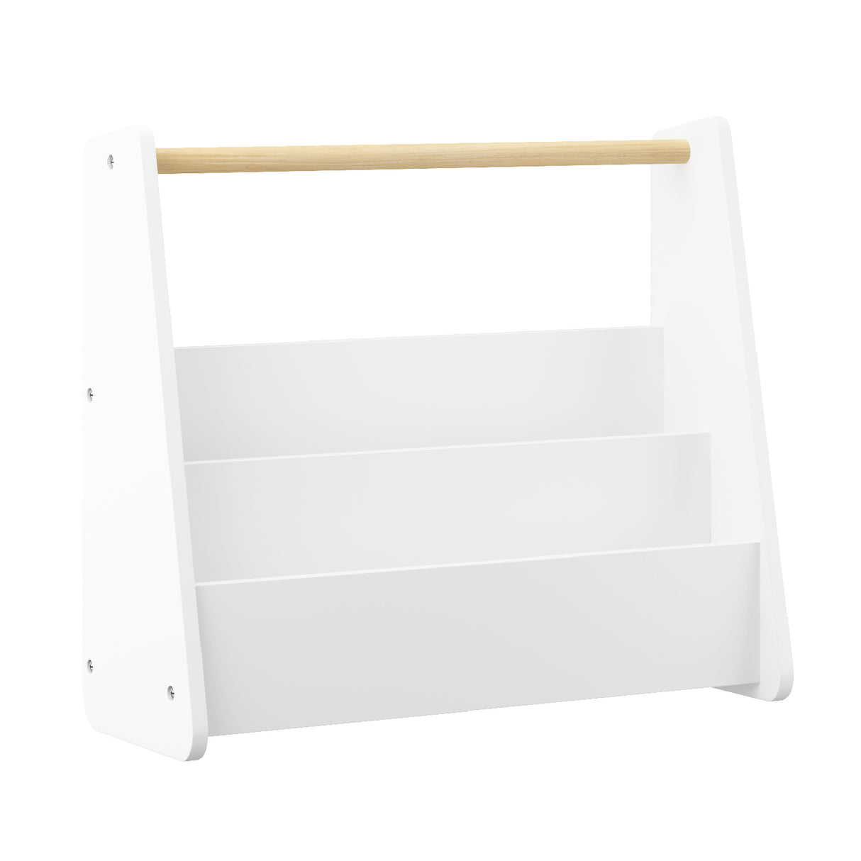 Kids White 2-Tier Bookshelf with Wooden Handle | OROA Kids