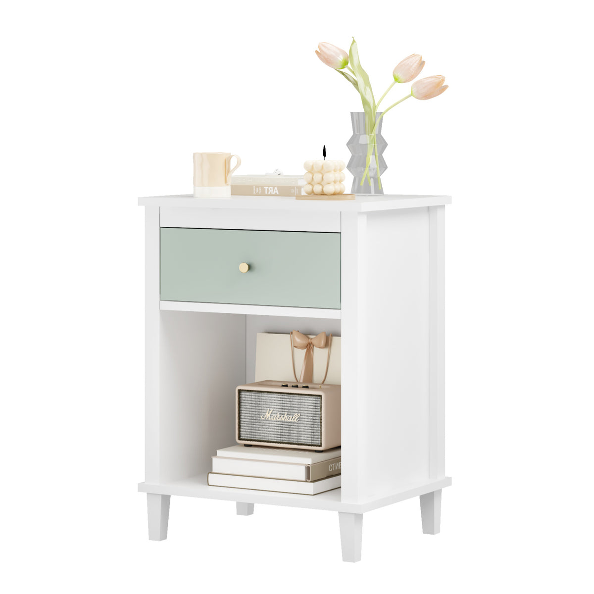 Wooden Nightstand with Drawer and Shelf - OROA Kids - view 6