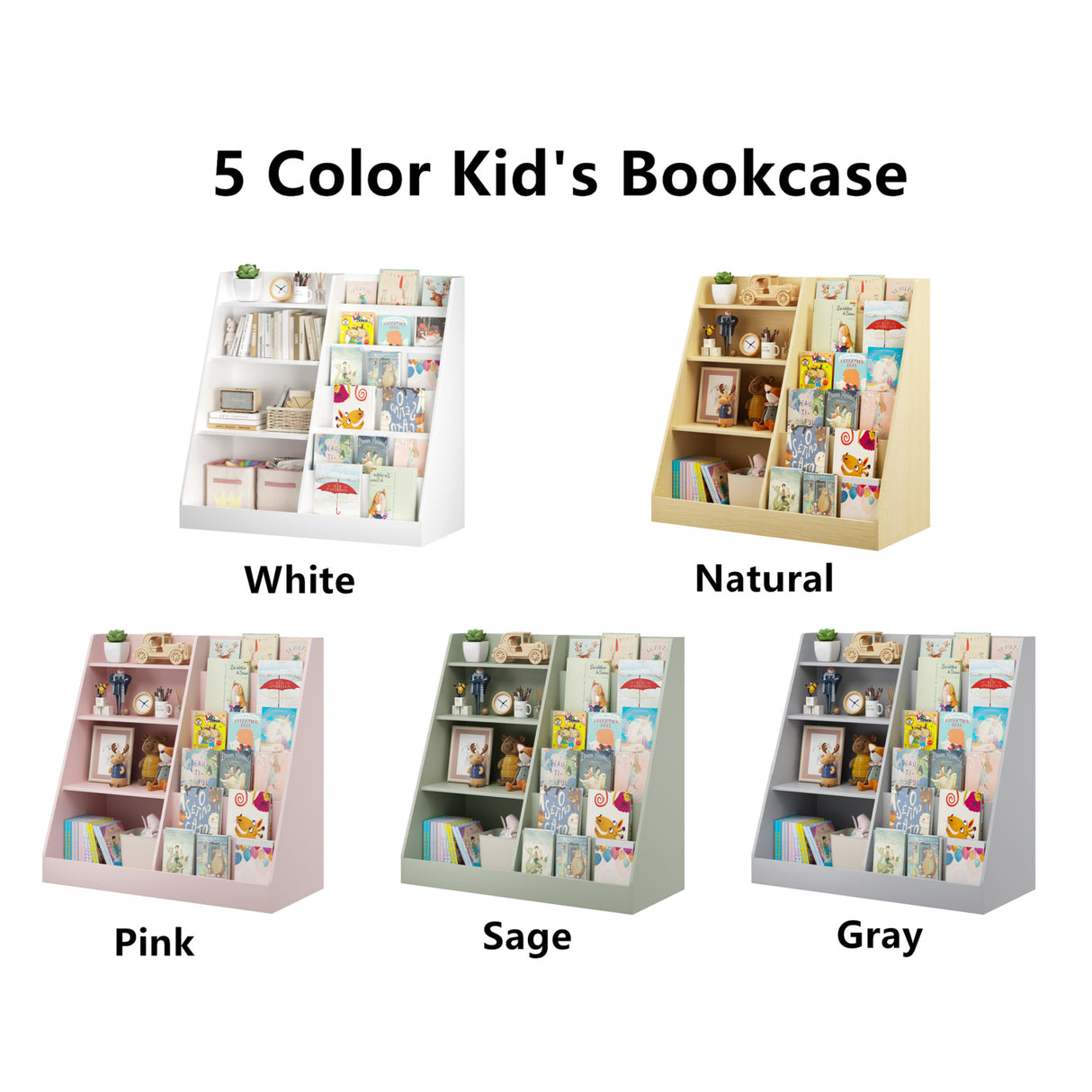 Pink 4-Tier Kids Bookshelf Toy Storage Organizer | OROA Kids