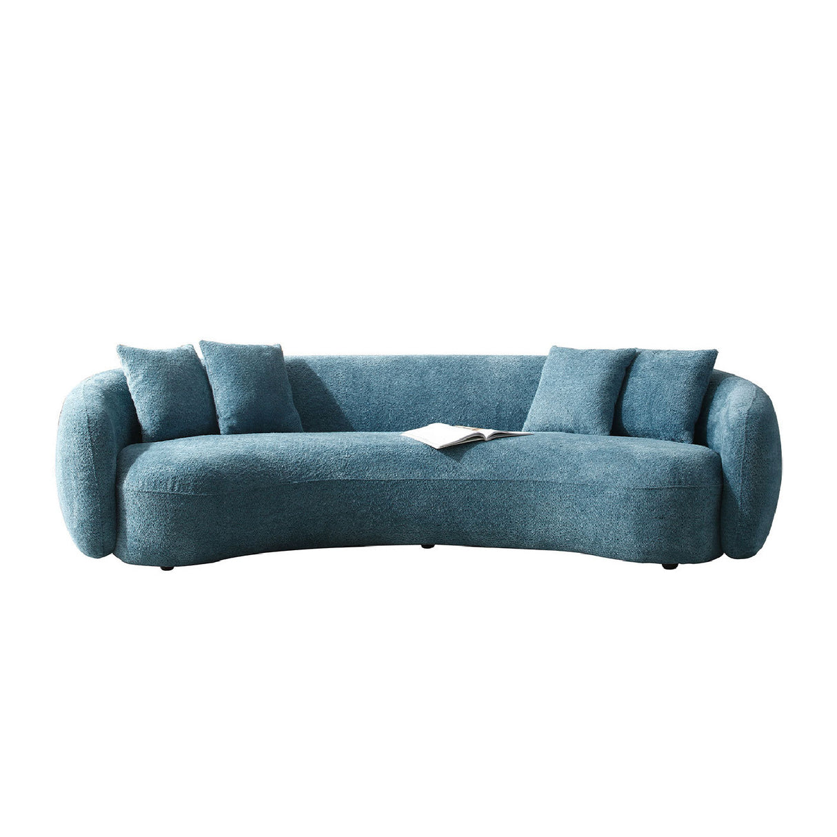 Blue Boucle Curved Sectional Sofa | OROA