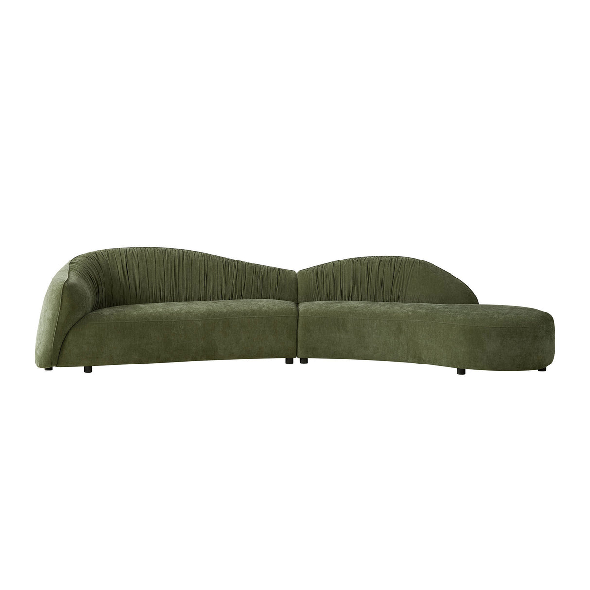 A single dark green suede slip-on loafer shown in a side profile view against a plain white background.