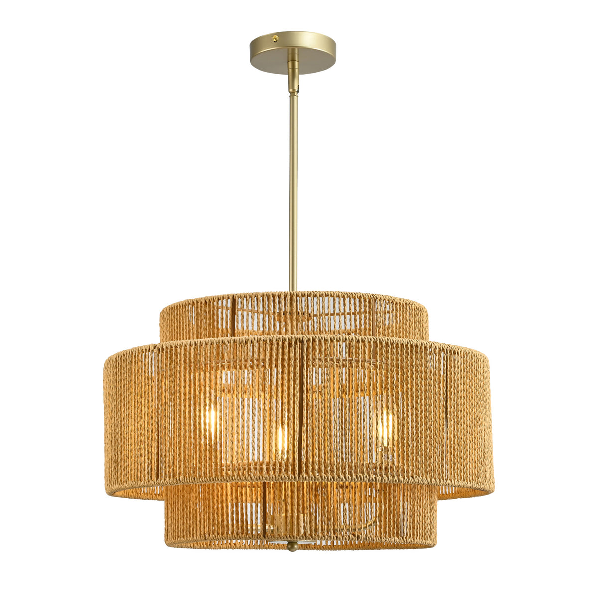 Boho Rattan 3-Light Rustic Modern Chandelier Pendant | OROA