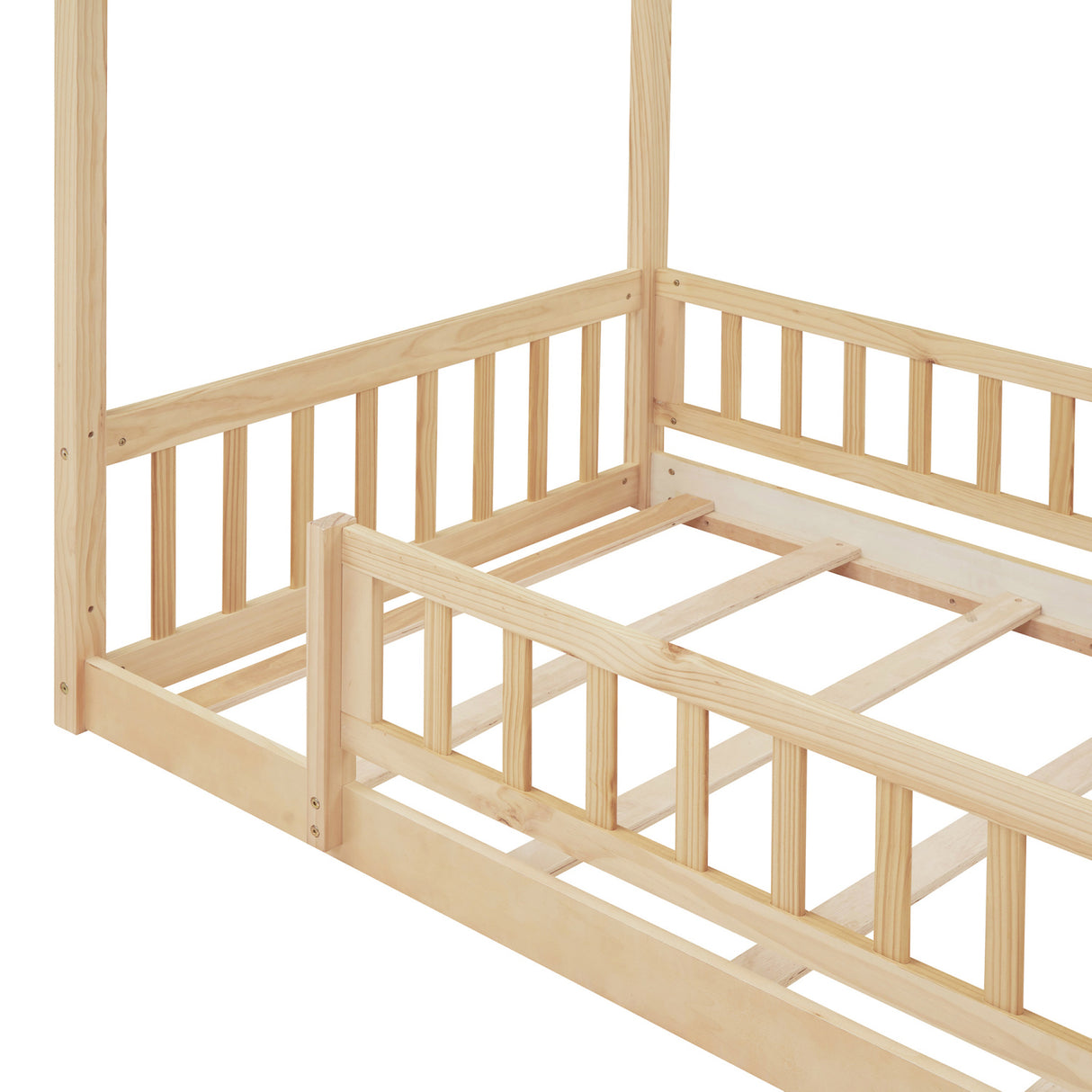 Natural Twin Size Wood Bed House | OROA Kids