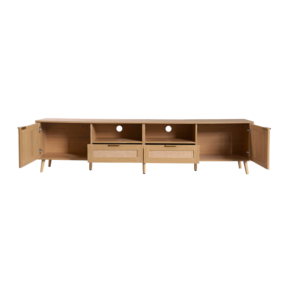 85" Modern Farmhouse Rattan TV Stand | OROA
