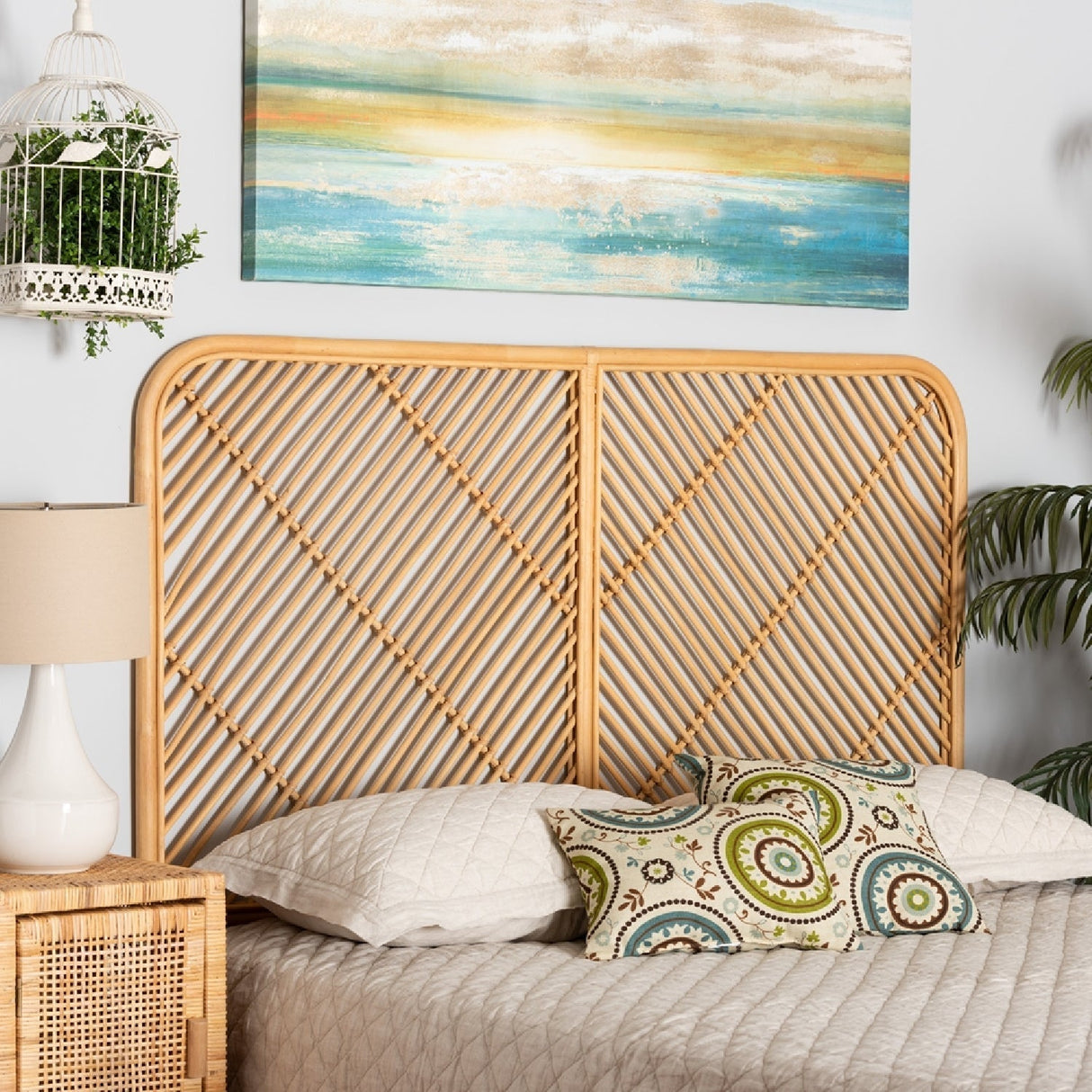 Modern European furniture - Natural Rattan Queen Size Headboard - www.oroa.com