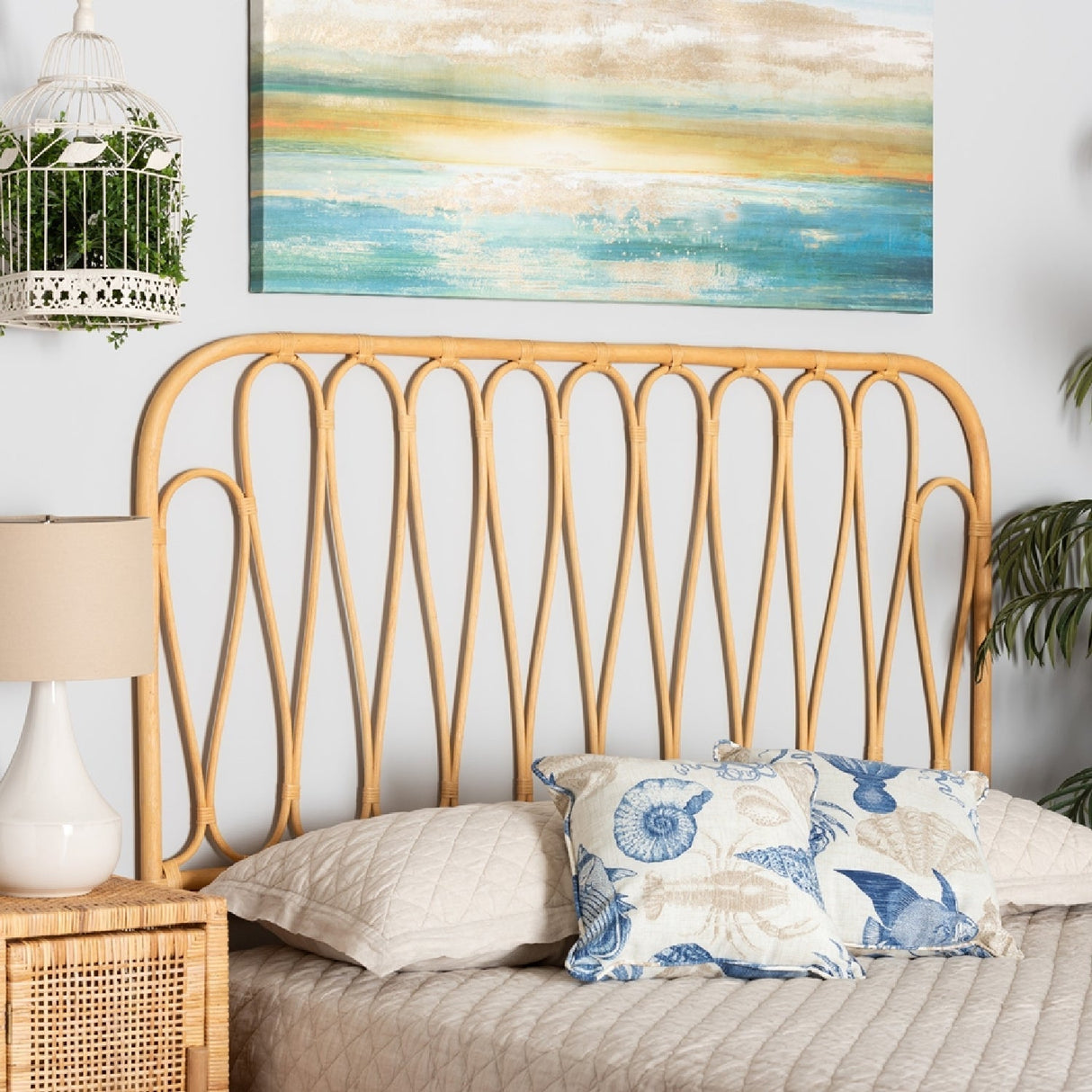 Modern European furniture - Rattan Rods Queen Sized Headboard - www.oroa.com