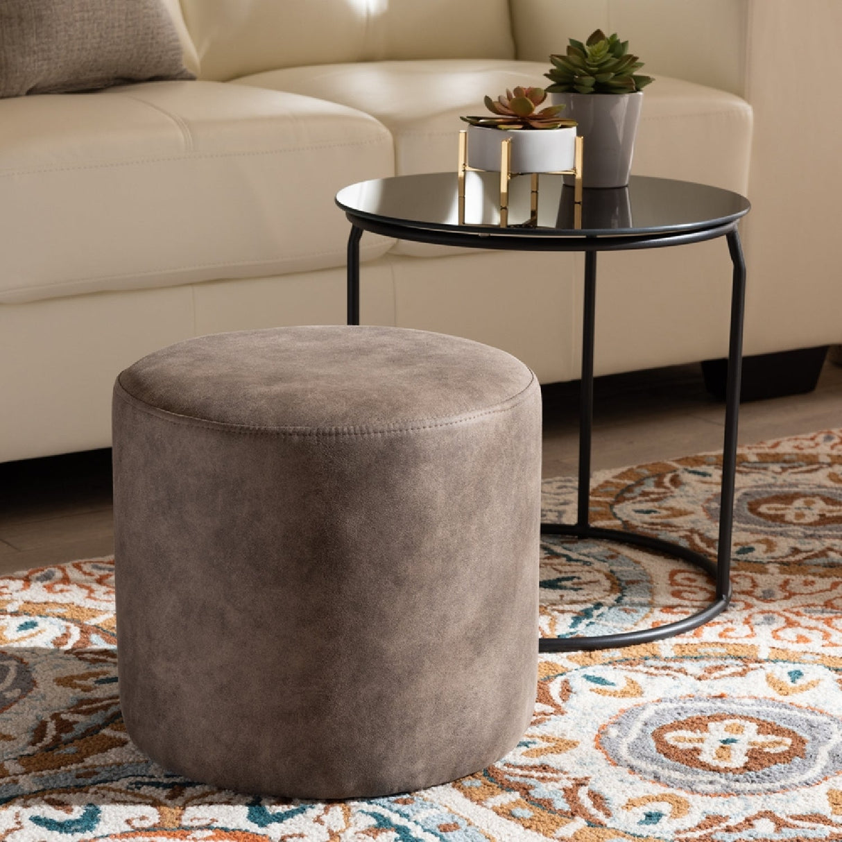 Modern European furniture - Black End Table Ottoman Set - www.oroa.com
