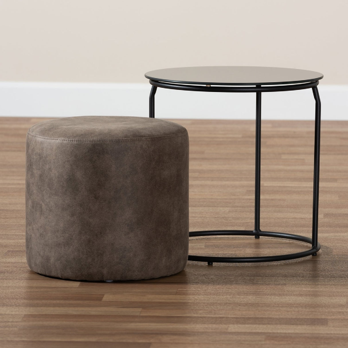 Modern European furniture - Black End Table Ottoman Set - www.oroa.com