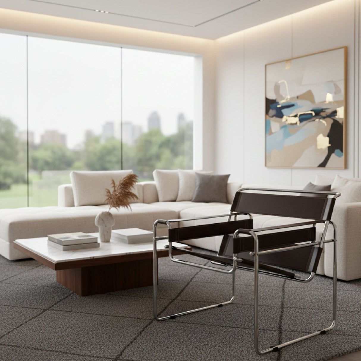 Modern European furniture - Chrome Framed Leather Inspired Accent Chair - www.oroa.com